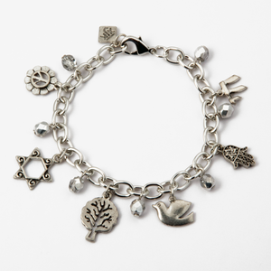 Heavy Chain With 6 Judaica Charms Bracelet
