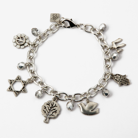 Heavy Chain With 6 Judaica Charms Bracelet