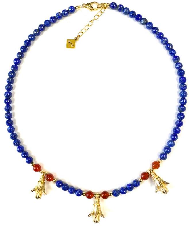 Semi-Precious Stones With Lotus Drops Choker