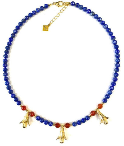Semi-Precious Stones With Lotus Drops Choker