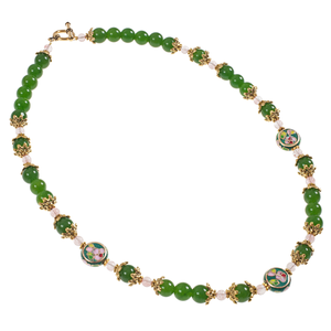 Fancy Jade And Cloisonne Coin Choker
