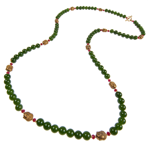 Jade & Brass Buddha Long Necklace