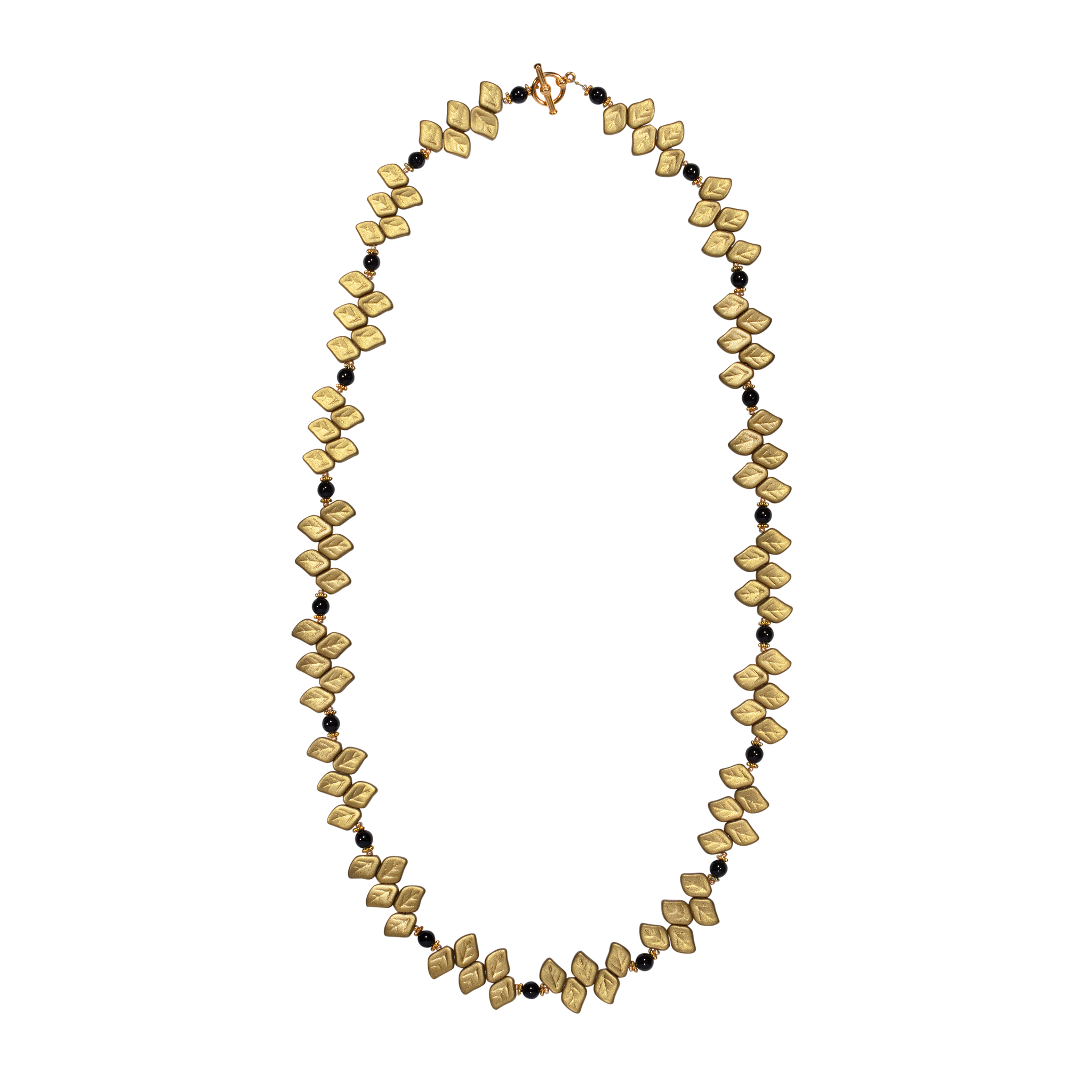 Gold Leaf With Semi-Precious Stones Necklace