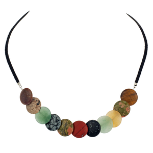 Matte Stone Overlapping Disc & Black Suede Choker