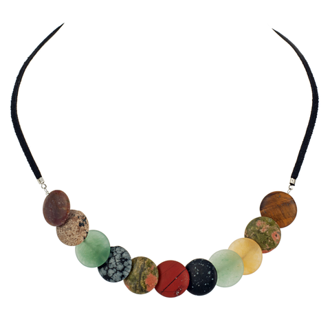 Matte Stone Overlapping Disc & Black Suede Choker