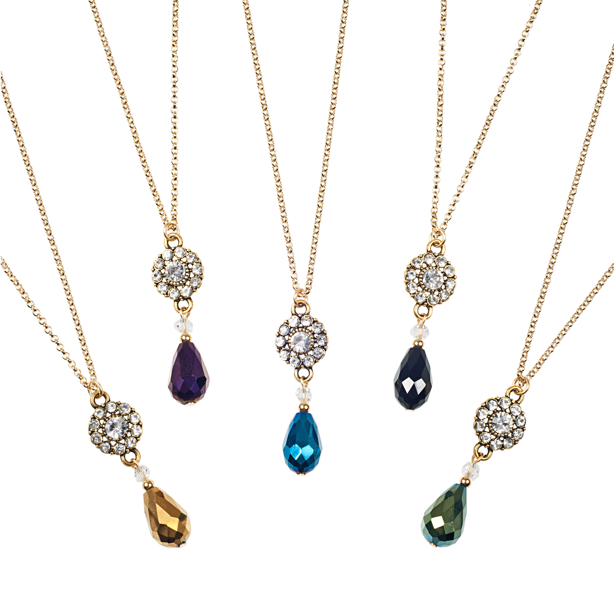 Crystal Medallion & Metallic Drop Choker