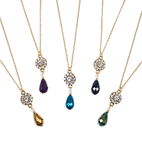Crystal Medallion & Metallic Drop Choker