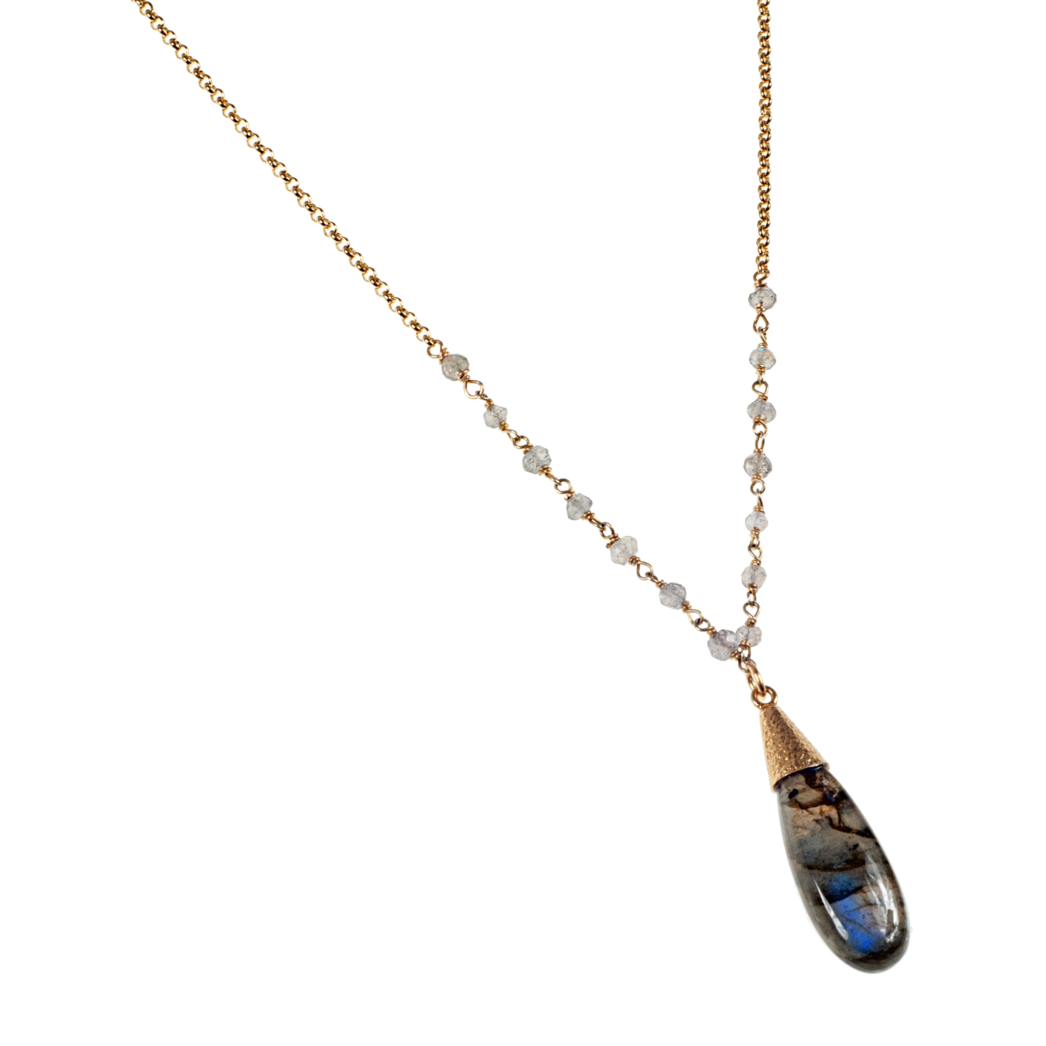 Labradorite Teardrop & Chain Choker