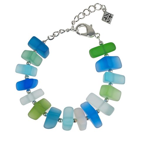 Blue And Green Frosted Glass Bracelet