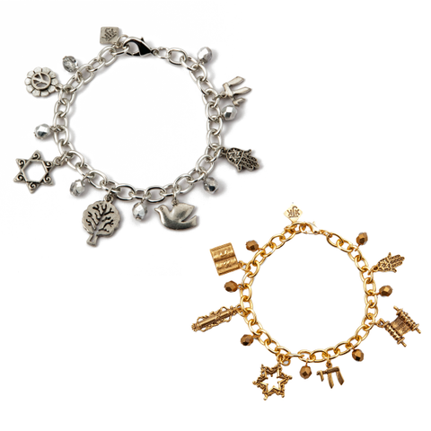 Heavy Chain With 6 Judaica Charms Bracelet