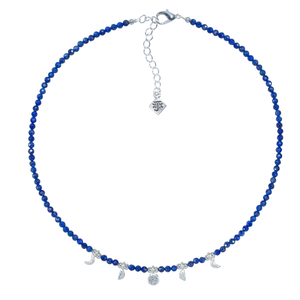 Moon Phases & Faceted Lapis Choker