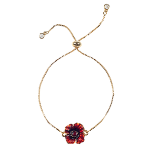 Red Enamel Poppy Adjustable Bracelet