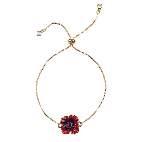 Red Enamel Poppy Adjustable Bracelet