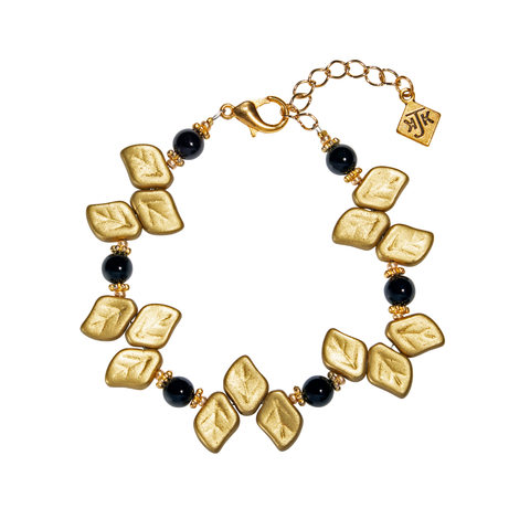 Gold Leaf With Semi-Precious Stones Bracelet