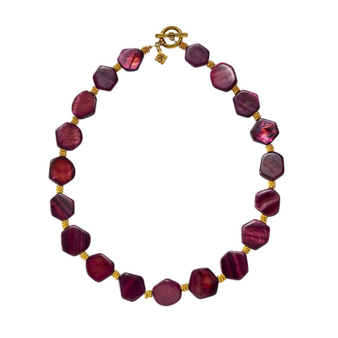 Burgundy Mother Of Pearl Necklace