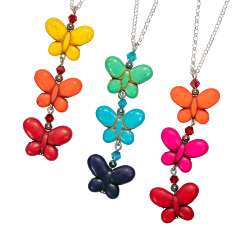 Colorful Butterfly Trio On Rolo Chain Choker