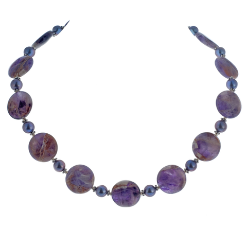 Cape Amethyst Coin With Cultured Pearl Choker