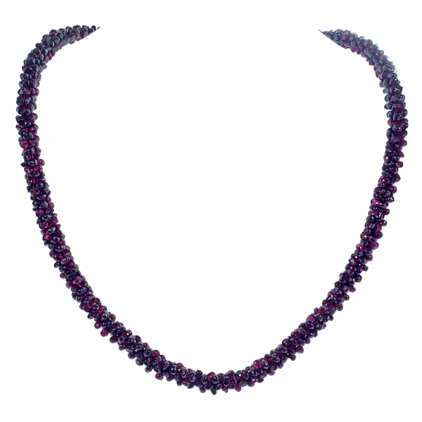 Woven Garnet  Rope Necklace