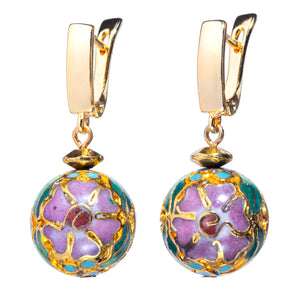 Golden Cloisonne Huggie Earring