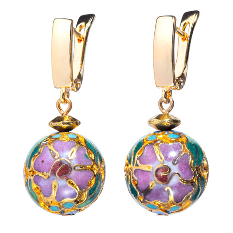 Golden Cloisonne Huggie Earring