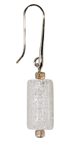 Crackled Rock Crystal Triangular Tube Earring On Teardrop Wire