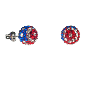 Sterling Pave American Flag Ball Earring