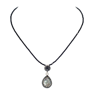 Cultured Pearl Sterling Pavé Pendant And Black Spinel