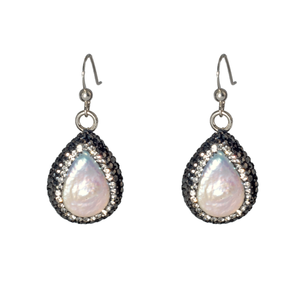 Pearl With Pavé On Sterling Earrings
