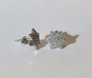 Pave Cubic Zirconia Sterling Star of David Earrings