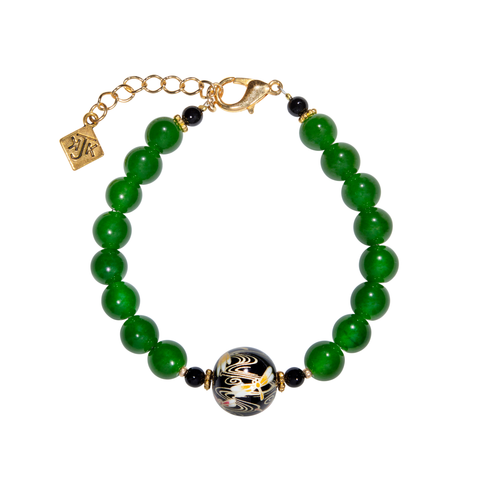 Japanese Tensha Dragonfly & Jade Bracelet