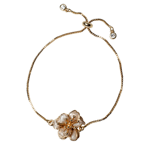 Blush Enamel Cherry Blossom Adjustable Chain Bracelet