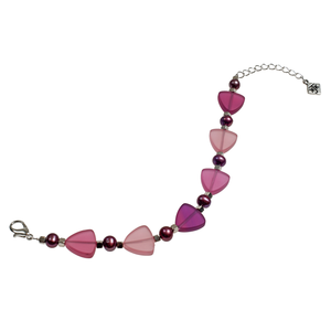 Rose Frosted Glass Triangles  Bracelet