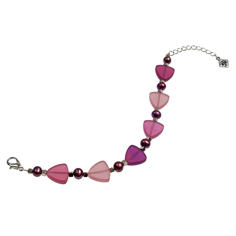 Rose Frosted Glass Triangles  Bracelet