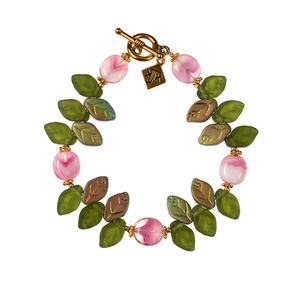 Bohemian Glass Leaf Bracelet