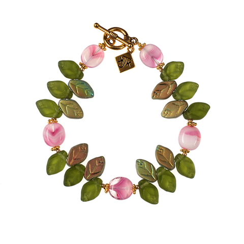 Bohemian Glass Leaf Bracelet