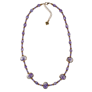 Amethyst Slice & Faceted Nugget Long Choker