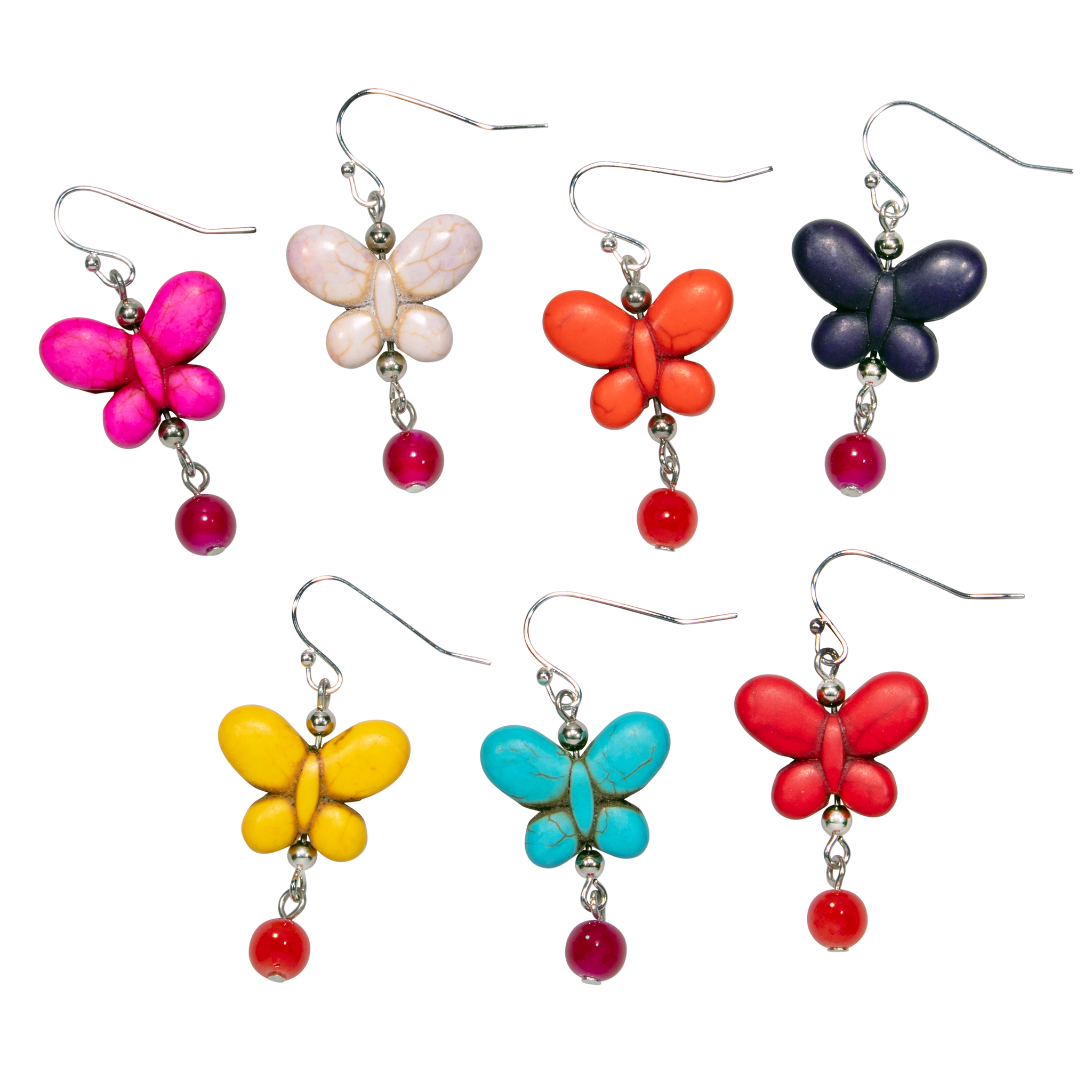 Reconstituted Stone Butterfly With Drop Earring
