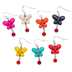 Reconstituted Stone Butterfly With Drop Earring