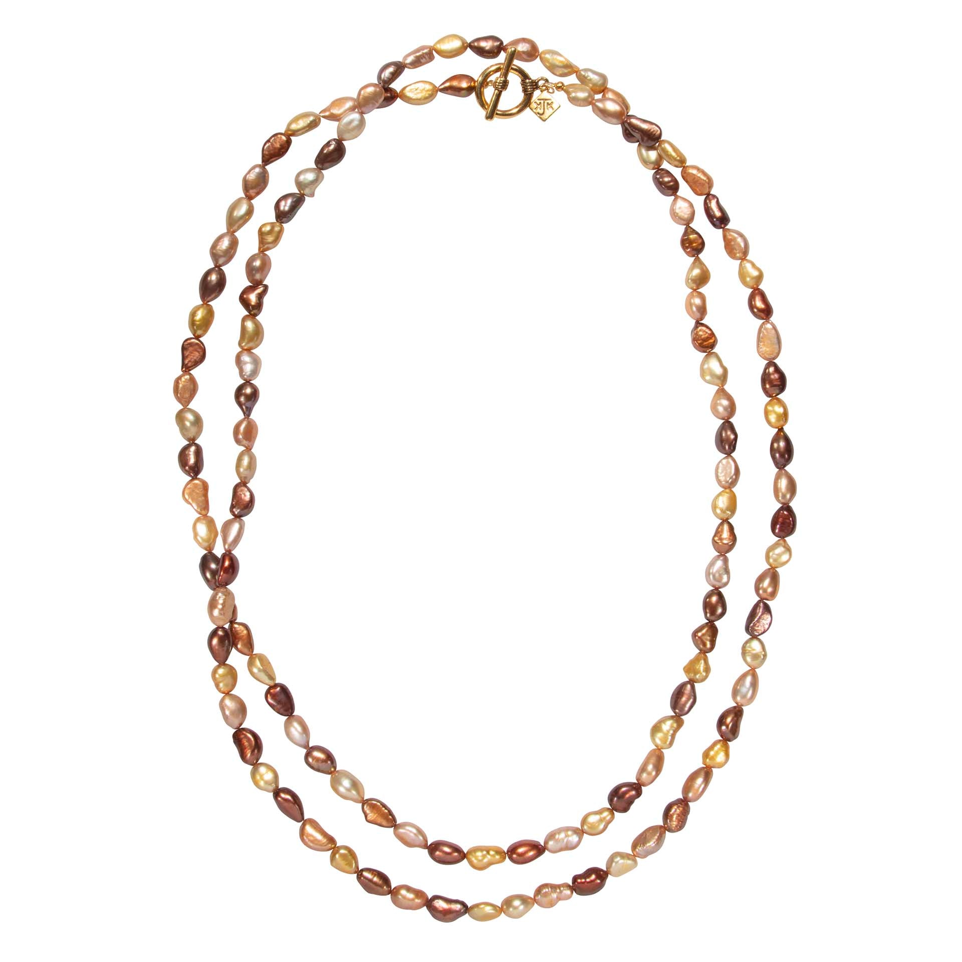 52" Bronze And Gold Cultured Pearl Necklace