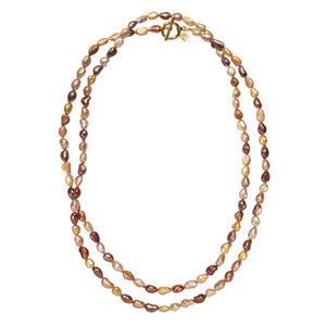 52" Bronze And Gold Cultured Pearl Necklace