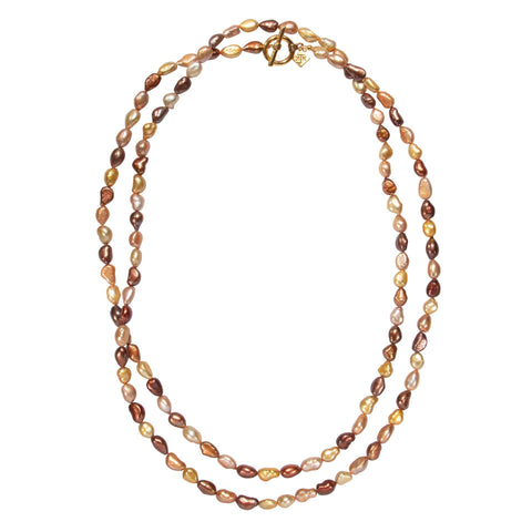 52" Bronze And Gold Cultured Pearl Necklace