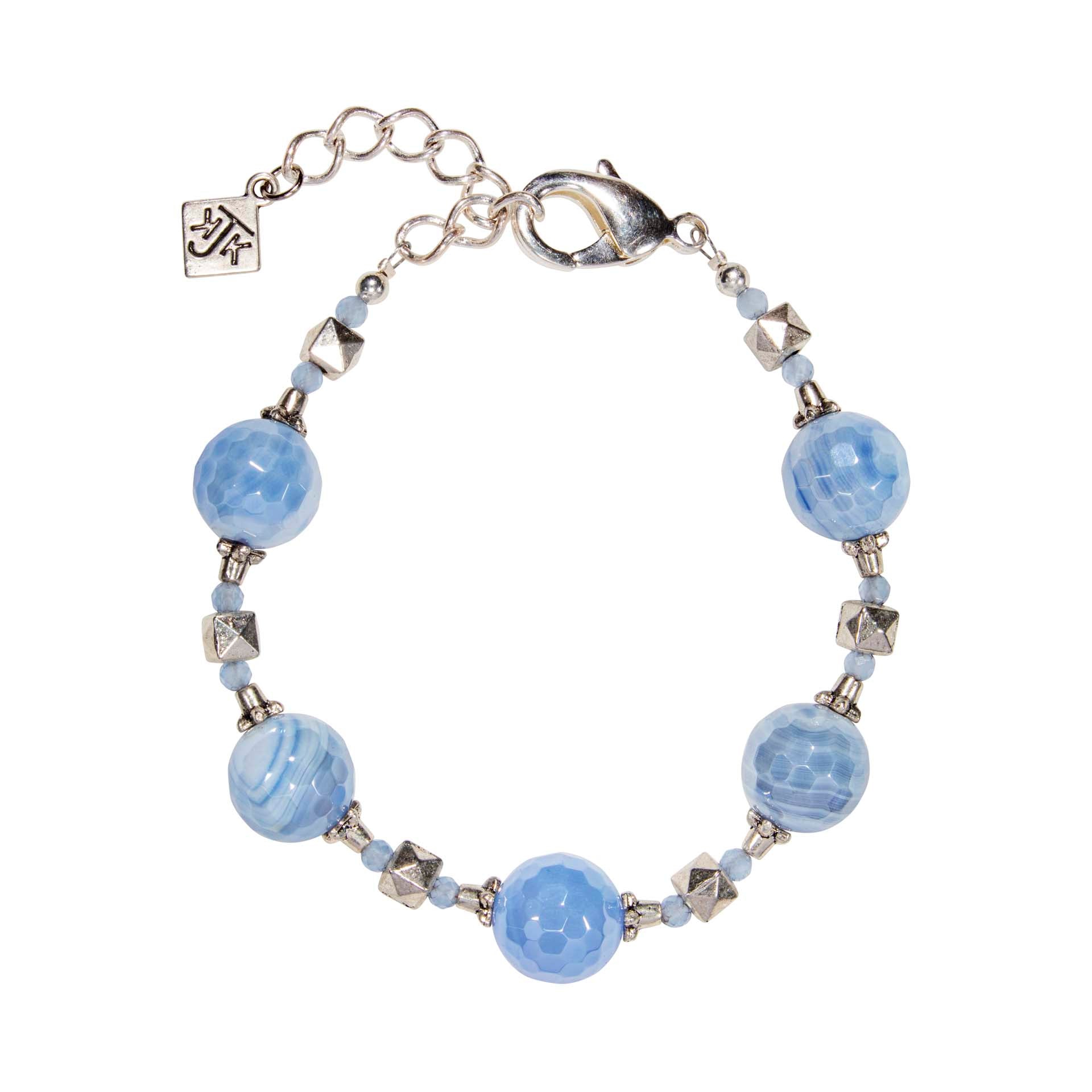 Light Blue Faceted Agate And Chalcedony  Bracelet