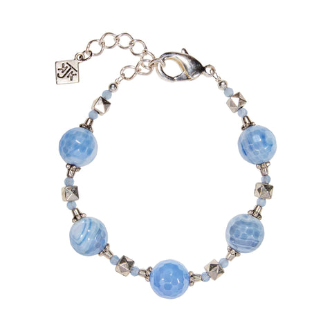 Light Blue Faceted Agate And Chalcedony  Bracelet