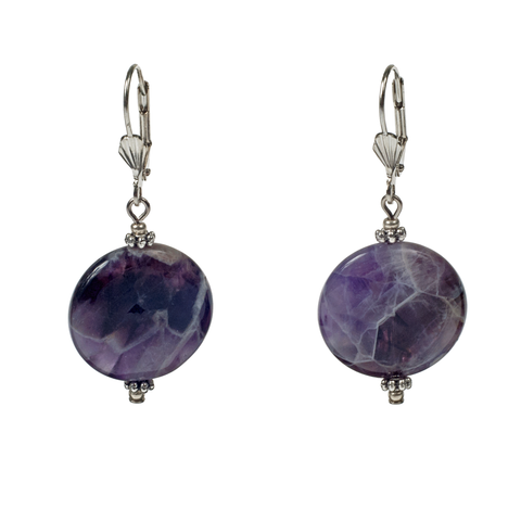Cape Amethyst Coin Latchback Earring