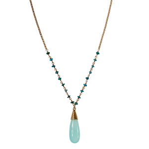 Vermeil, Sleeping Beauty Turquoise With Chalcedony Pendant Choker