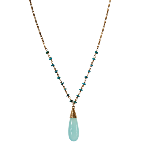 Vermeil, Sleeping Beauty Turquoise With Chalcedony Pendant Choker