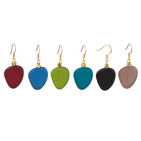 Recycled Frosted Glass & Gold Accents Earring