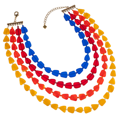 Four Strand Recycled Glass Necklace Necklace