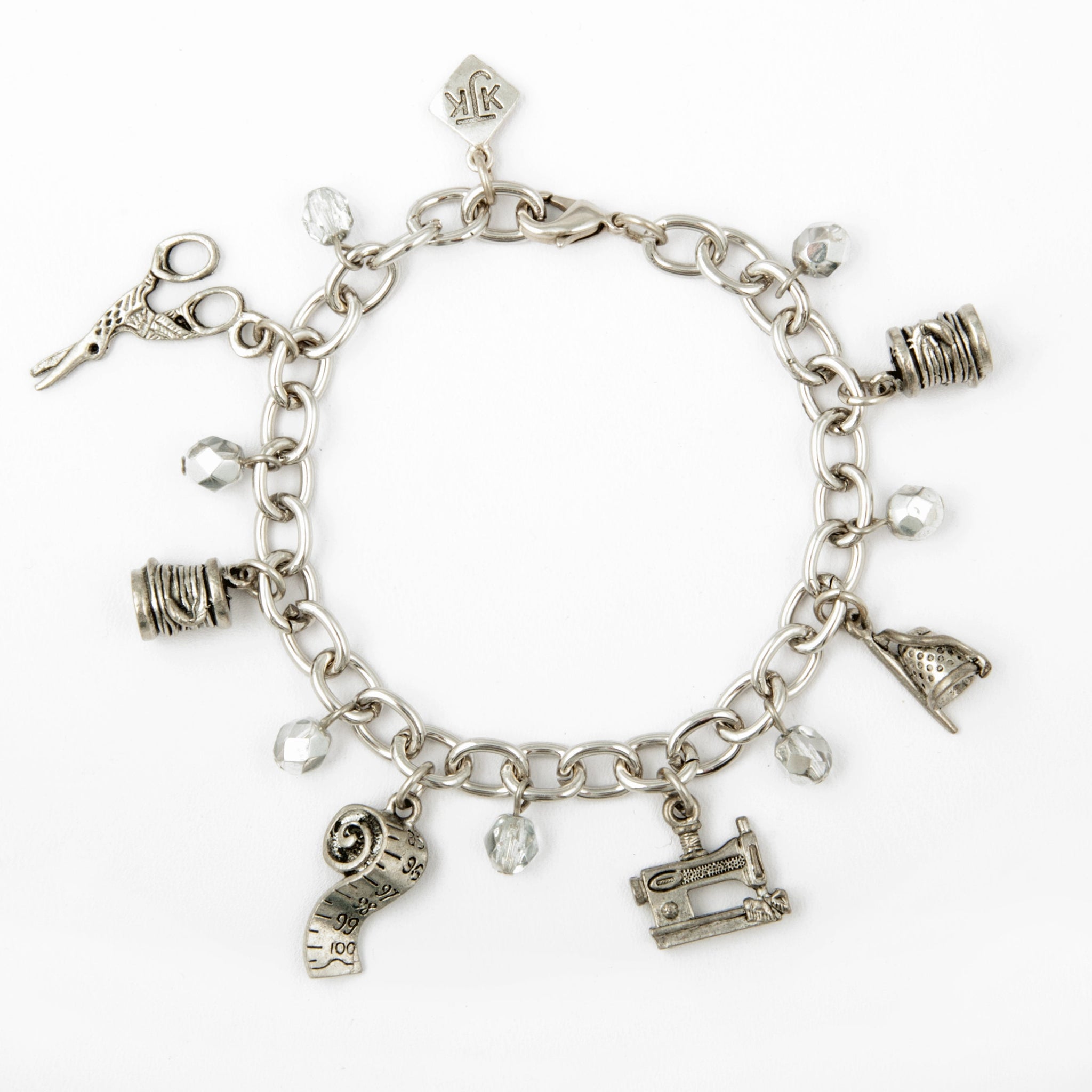 Heavy Chain With 6 Quilting Charms Bracelet