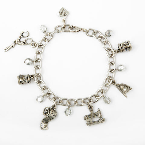Heavy Chain With 6 Quilting Charms Bracelet